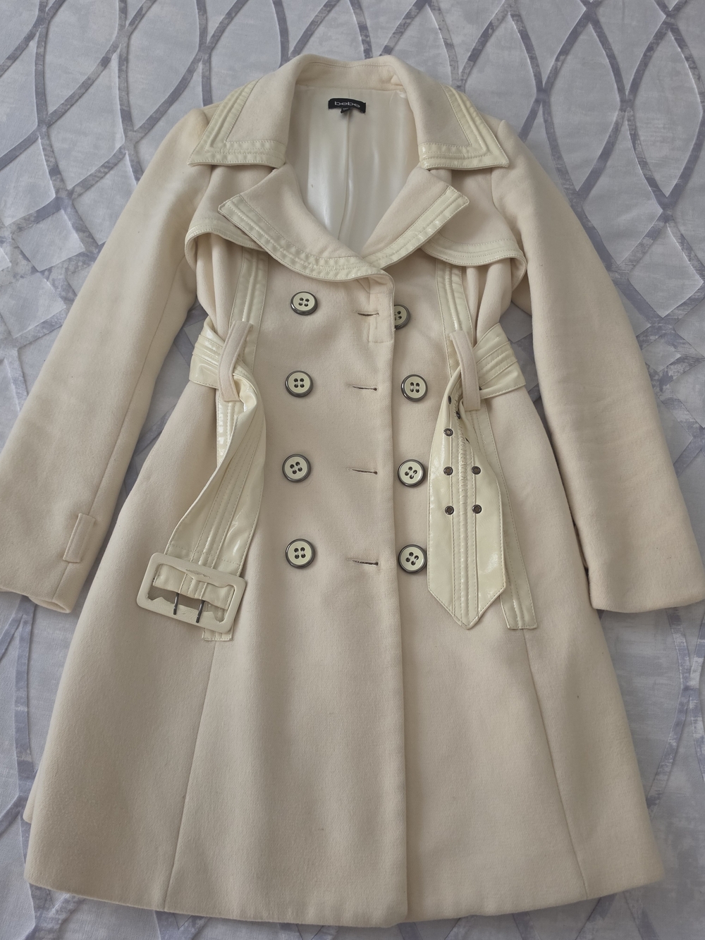 Feminine Double-Breasted Cream Trench Coat